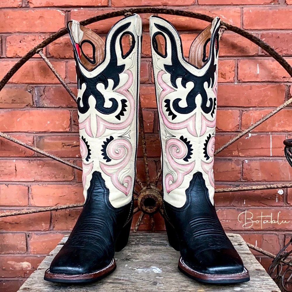 RARE !!!TONY LAMA Buckaroo Bella Tall Knee High Square Toe Western Cowboy Boot